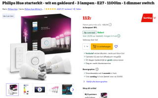 PHILIPS HUE Starterkit WACA E27 1100lm voor €112 bij Bol