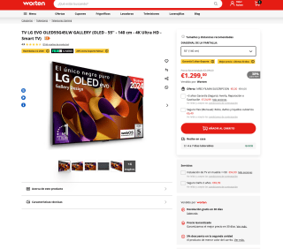 TV LG EVO OLED55G45LW GALLERY OLED 55'' 140 cm 4K Ultra HD Smart TV por 1.299€