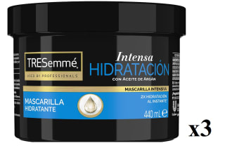 3 Botes de TRESemmé Mascarilla Intensiva Intensa Hidratación para pelo seco o dañado con Aceite de Argán y Vitamina E, nutre y fortalece 440ml por 8.47€