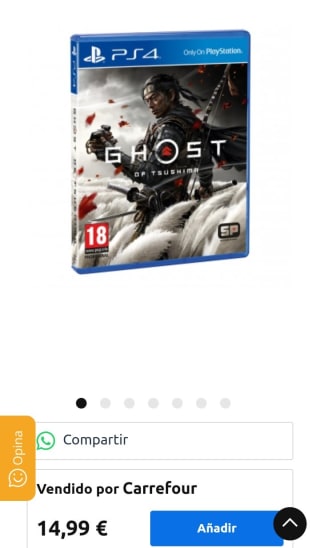 Ghost of Tsushima para PS4 por 14,99€.