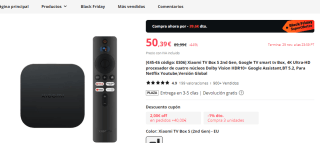 Xiaomi TV Box S 2nd Gen Ultra HD por 42.39€