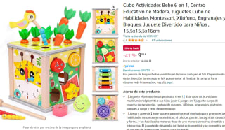 Cubo Actividades Bebe 6 en 1 de Madera, por 9,99€