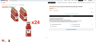 Pack Familiar Hero Zumo de Tomate 24 x 200ml (Total 4.8L) por 3,99€