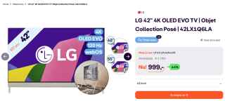 LG OLED 4K TV 42LX1Q6LA Objet Collection Posé voor €999 bij iBOOD
