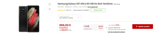 Smartphone 6.8" Samsung Galaxy S22 Ultra 5G 128 Go Noir fantôme à 666€