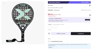 Pala de pádel Nox MP10 Luxury 2022 por 59.99€ (Cuenta Nueva 49.99€)
