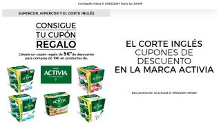 Cupón de 5€ por cada 10€ de compra Activia