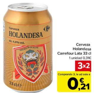 24 Latas Cerveza Holandesa por 5,04€ Carrefour 0.21€/Lata