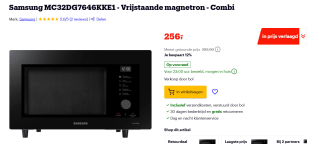 Samsung vrijstaande magnetron voor €256 bij bol