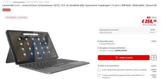 Ordenador Convertible 2 en 1 - Lenovo IP Duet 3 Chromebook 11Q727, 10.9" 2K UltraWide QHD, Qualcomm® Snapdragon™ 7c Gen 2, 8GB RAM, 128GB eMMC, Chrome OS por 254.14€