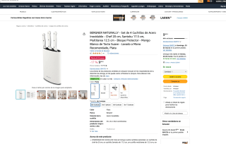 Set de Cuchillos de Acero Inoxidable con tacoma Bergner Naturally por solo 9€