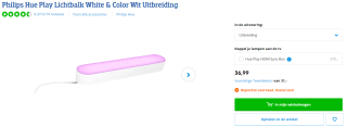 Philips Hue Play lichtbalk wit | White en Color Ambiance | Uitbreiding voor €36,99 bij Coolblue