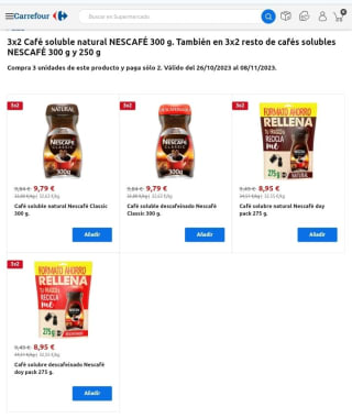 3×2 en Nescafé desde Carrefour.