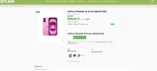 iPhone 16 Plus 128GB por solo 909€