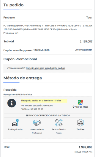 PC Gaming iBUYPOWER Anniversary 7 | Intel Core i5 14600KF | 32GB DDR5 | 1TB SSD 7400MBS | GeForce RTX 5080 16GB DLSS4 por 1.999€