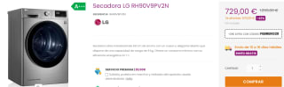 Secadora de 9kg LG RH90V9PV2N por 709€