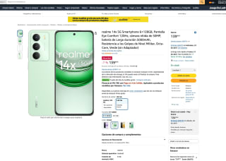 Realme 14x 5G Smartphone 6 128GB Pantalla Eye Comfort 120Hz a solo 139,99€
