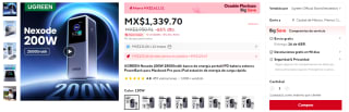 Powerbank UGREEN Nexode 200W 25000mAh $1,291 | Cupón AliExpress