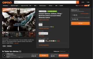 Batman: Arkham Trilogy Nintendo Switch Account por 12,15€