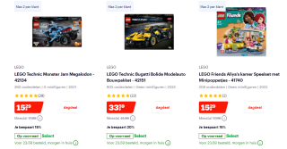 Tot 20% korting op Lego/duplo bij Bol.com