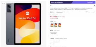 Xiaomi Redmi Pad SE 11" Wi-Fi 4GB+128GB por 117,75€ (cuenta nueva por 105,75€)