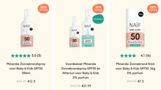 50% korting op alle zonbescherming bij Naif