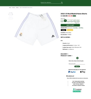 Shorts Real Madrid Home 22/23 por solo 13,49€