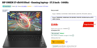 HP OMEN 17-db0035nd - Gaming laptop - 17.3 inch - 144Hz voor €1.149 bij Bol