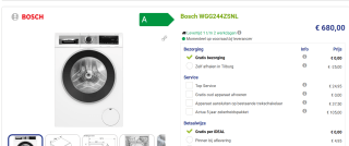 Bosch WGG244ZSNL wasmachine voor €680 bij Beterwitgoed