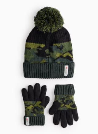 3M™ Thinsulate™ Khaki Camo Knitted Hat & Gloves Set 1-2 Years – £3