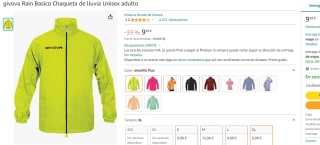 Chaqueta de lluvia Unisex Givova por solo 9.99€