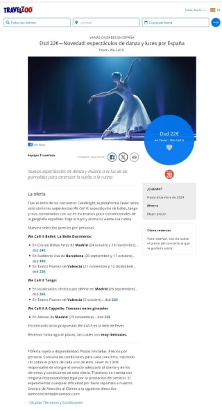 Espectáculos de danza y luces desde 22€.