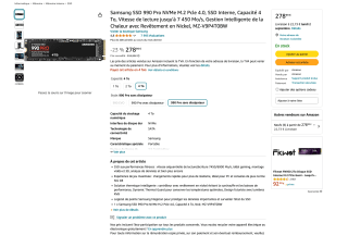 Samsung 990 Pro 4TB SSD M.2 NVMe PCIe 4.0 por solo 278,99€