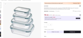 Set 4 fiambreras borosilic rectangulares 370-600-1000-1500ml con tapa por 18,78€ (11,27€ usuario nuevo)