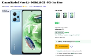 Xiaomi Redmi Note 12 - 4GB/128GB - 5G - Ice Blue / Forrest Green voor €99 met Bol select