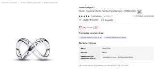 Charm Pandora Infinito Familia Para Siempre por 17,50€
