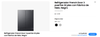 Refrigerador French Door 3 puertas 32 pies con Fábrica de hielo, Negro