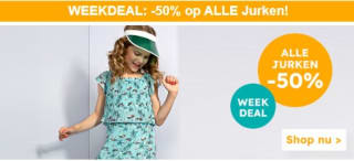 50% korting op alle jurken en rokken bij Kixx