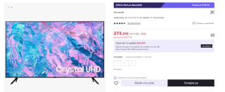 Televisor Samsung UE43CU7172UXXH 43" LED Crystal UltraHD 4K HDR10+ por 273.29€ (Cuenta Nueva 261.29€)