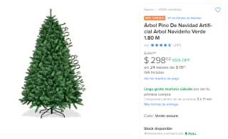 Árbol Pino de Navidad 1.80m por $298 | Descuento Mercado Libre