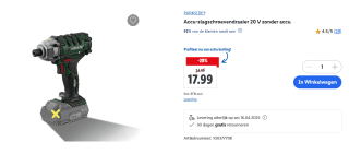 PARKSIDE® Accu-slagschroevendraaier 20 V zonder accu voor €17,99 in de Lidl webshop