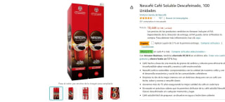Nescafé Café Soluble Descafeinado, 100 Unidades por 9,92€