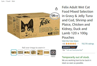 Receive a Felix adult wet cat food for £32.99 at Amazon