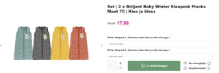 2 stuks Briljant Baby Winterslaapzak voor €17,99 bij Van Asten