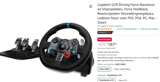 Logitech G29 Driving Force-Racestuur en Vloerpedalen voor €187,90 met Amazon Prime