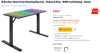 X Rocker Tempered Glass Top Gaming Desk voor €170,43 bij Bol.com