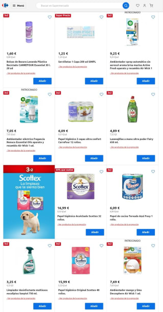 3×2 en Limpieza y Hogar en Carrefour.