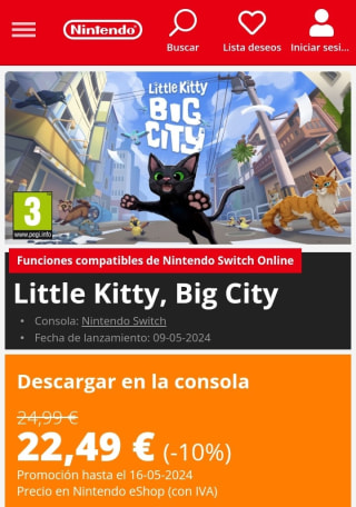 Little Kitty, Big City Nintendo Switch por 22,49€.