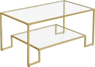 Vasagle salontafel met 2 planken van gehard glas, stalen frame voor €57,34 bij Amazon