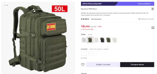 Mochila de viaje táctica de 50L impermeable por 8,49€